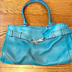 Vintage Teal Leather Coach bag